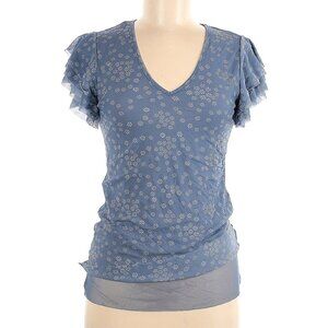 Vince Camuto Womens Tier Ruffle Etheral Dawn Ruffle Sleeve Top